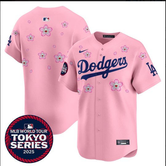 Men Los Angeles Dodgers Tokyo Series 2025 pink blank Limited Stitched Jersey->los angeles dodgers->MLB Jersey